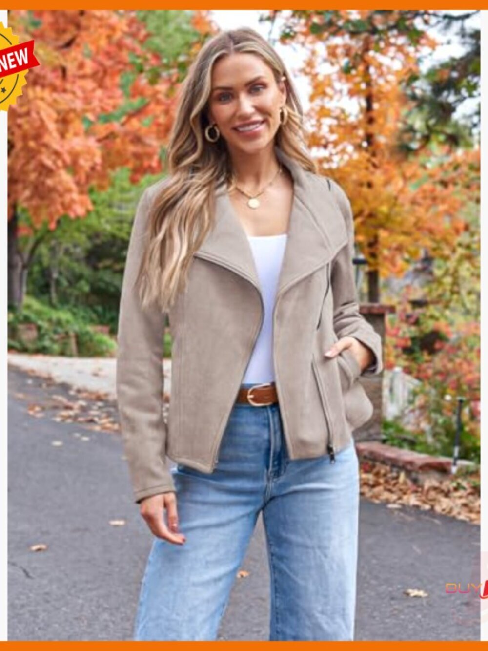 Faux Suede Cropped Jacket Open Front Cardigan Style Leather Look - Picture 2 of 5